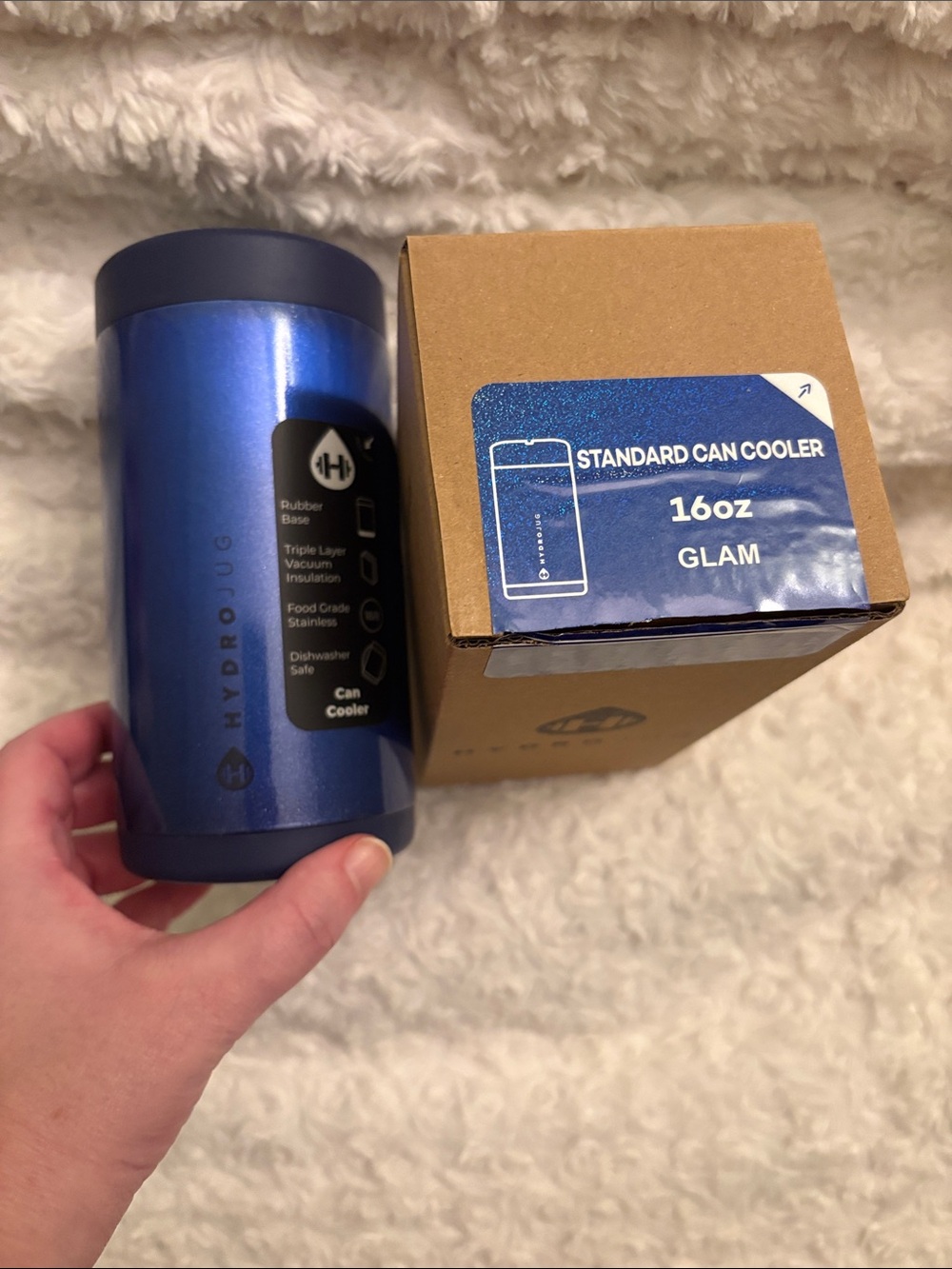 HydroJug Metallic Blue 16oz Can Cooler Glam